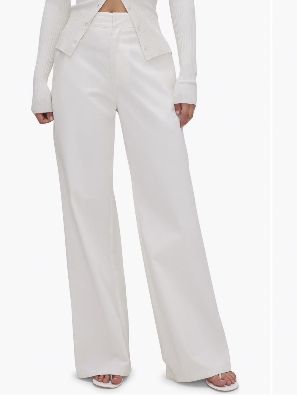 Good American Wide Leg High-Rise Pants — White